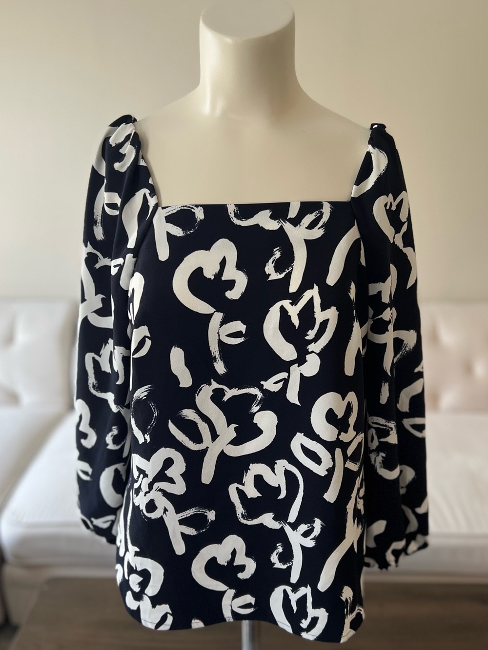 J.Crew 365 Square-Neck Crepe Top Brushstroke Floral Size 0 Desk-to-Dinner
